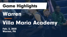 Warren  vs Villa Maria Academy Game Highlights - Feb. 3, 2020