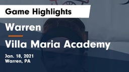 Warren  vs Villa Maria Academy Game Highlights - Jan. 18, 2021