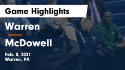 Warren  vs McDowell  Game Highlights - Feb. 8, 2021