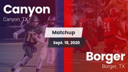 Matchup: Canyon  vs. Borger  2020