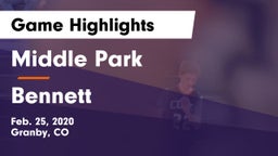 Middle Park  vs Bennett  Game Highlights - Feb. 25, 2020