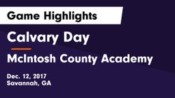 Calvary Day  vs McIntosh County Academy  Game Highlights - Dec. 12, 2017
