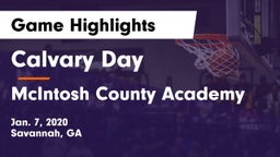 Calvary Day  vs McIntosh County Academy  Game Highlights - Jan. 7, 2020