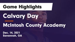 Calvary Day  vs McIntosh County Academy  Game Highlights - Dec. 14, 2021