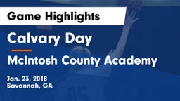 Calvary Day  vs McIntosh County Academy  Game Highlights - Jan. 23, 2018