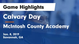 Calvary Day  vs McIntosh County Academy  Game Highlights - Jan. 8, 2019