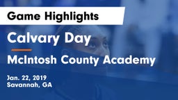 Calvary Day  vs McIntosh County Academy  Game Highlights - Jan. 22, 2019