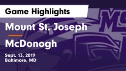 Mount St. Joseph  vs McDonogh Game Highlights - Sept. 13, 2019