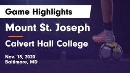Mount St. Joseph  vs Calvert Hall College  Game Highlights - Nov. 18, 2020