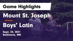 Mount St. Joseph  vs Boys' Latin Game Highlights - Sept. 24, 2021