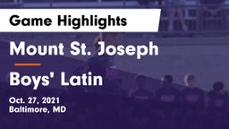 Mount St. Joseph  vs Boys' Latin Game Highlights - Oct. 27, 2021