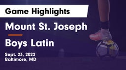 Mount St. Joseph  vs Boys Latin Game Highlights - Sept. 23, 2022
