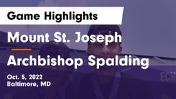 Mount St. Joseph  vs Archbishop Spalding  Game Highlights - Oct. 5, 2022