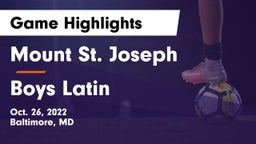 Mount St. Joseph  vs Boys Latin Game Highlights - Oct. 26, 2022