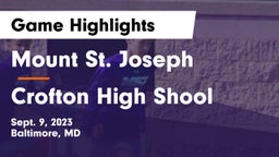 Mount St. Joseph  vs Crofton High Shool  Game Highlights - Sept. 9, 2023