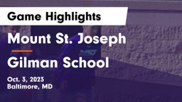 Mount St. Joseph  vs Gilman School Game Highlights - Oct. 3, 2023