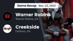 Recap: Warner Robins   vs. Creekside  2022