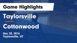 Taylorsville  vs Cottonwood Game Highlights - Dec 20, 2016