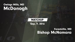 Matchup: McDonogh  vs. Bishop McNamara  2016