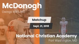 Matchup: McDonogh  vs. National Christian Academy  2018