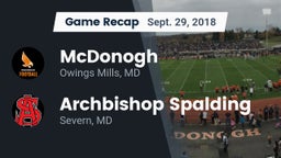 Recap: McDonogh  vs. Archbishop Spalding  2018