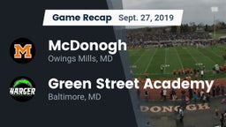 Recap: McDonogh  vs. Green Street Academy  2019