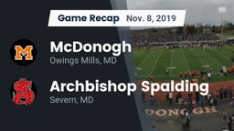 Recap: McDonogh  vs. Archbishop Spalding  2019