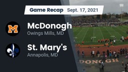 Recap: McDonogh  vs. St. Mary's  2021