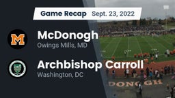 Recap: McDonogh  vs. Archbishop Carroll  2022