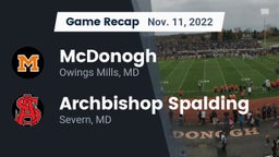 Recap: McDonogh  vs. Archbishop Spalding  2022