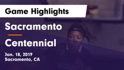 Sacramento  vs Centennial Game Highlights - Jan. 18, 2019