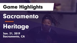 Sacramento  vs Heritage Game Highlights - Jan. 21, 2019