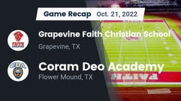 Recap: Grapevine Faith Christian School vs. Coram Deo Academy  2022