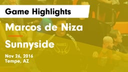 Marcos de Niza  vs Sunnyside Game Highlights - Nov 26, 2016