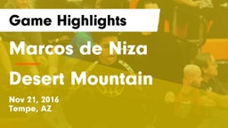 Marcos de Niza  vs Desert Mountain  Game Highlights - Nov 21, 2016