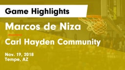 Marcos de Niza  vs Carl Hayden Community Game Highlights - Nov. 19, 2018