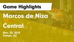 Marcos de Niza  vs Central  Game Highlights - Nov. 20, 2018