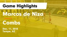 Marcos de Niza  vs Combs  Game Highlights - Dec. 11, 2018