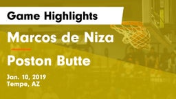 Marcos de Niza  vs Poston Butte  Game Highlights - Jan. 10, 2019