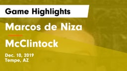 Marcos de Niza  vs McClintock  Game Highlights - Dec. 10, 2019