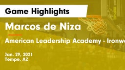 Marcos de Niza  vs American Leadership Academy - Ironwood Game Highlights - Jan. 29, 2021