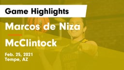 Marcos de Niza  vs McClintock  Game Highlights - Feb. 25, 2021