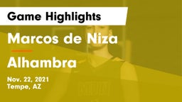 Marcos de Niza  vs Alhambra Game Highlights - Nov. 22, 2021