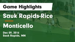 Sauk Rapids-Rice  vs Monticello  Game Highlights - Dec 09, 2016