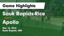 Sauk Rapids-Rice  vs Apollo  Game Highlights - Dec 16, 2016