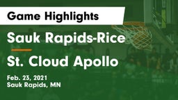 Sauk Rapids-Rice  vs St. Cloud Apollo  Game Highlights - Feb. 23, 2021