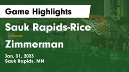Sauk Rapids-Rice  vs Zimmerman  Game Highlights - Jan. 31, 2023