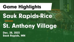 Sauk Rapids-Rice  vs St. Anthony Village  Game Highlights - Dec. 28, 2023