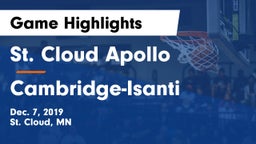 St. Cloud Apollo  vs Cambridge-Isanti  Game Highlights - Dec. 7, 2019