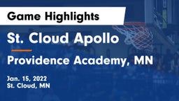 St. Cloud Apollo  vs Providence Academy, MN Game Highlights - Jan. 15, 2022